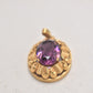 Vintage Amerik K&L 14ct Rolled Gold Amethyst Purple Glass Necklace Pendant