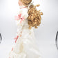 Vintage Porcelain Doll – Blonde Hair, Brown Eyes, Regency Cream Dress – 45cm