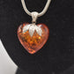 Vintage 925 Sterling Silver and Amber Heart Pendant Necklace