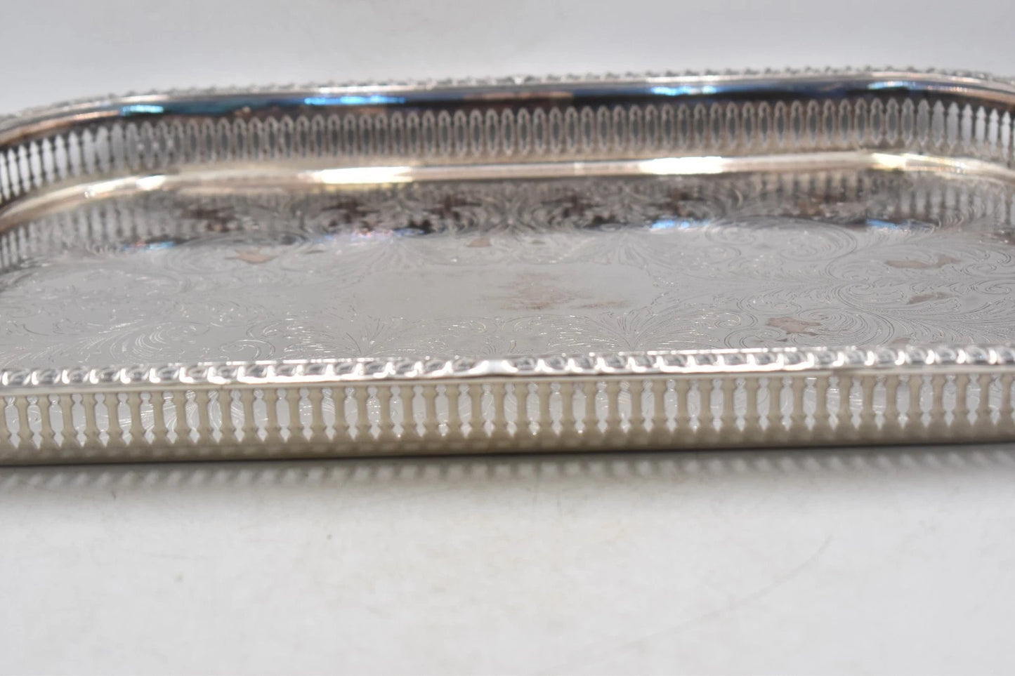 Antique Vintage Silver Plated Extra Large Serving Tray 47cm x 35cm