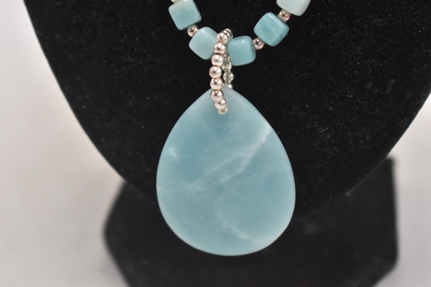 Vintage Larimar Gemstone Pendant Necklace 54cm – Women's Jewellery