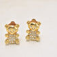 Vintage Diamante Teddy Bear Gold Tone Clip-On Earrings