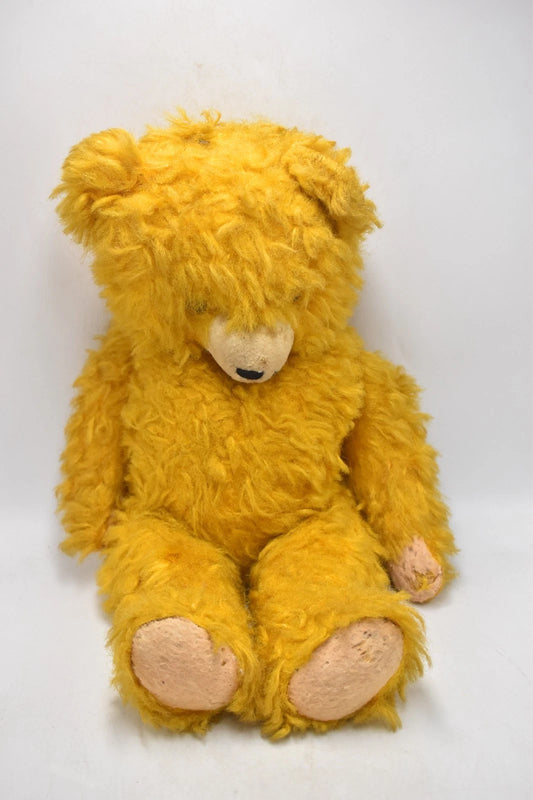 1950s European Wood Wool Vintage Teddy Bear Fully Jointed 45cm Collectible