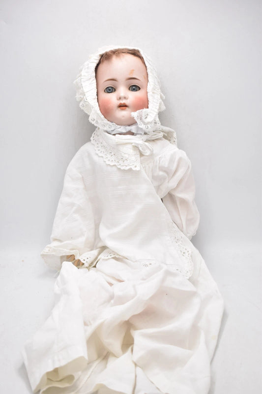 Antique Bruno Schmidt Large Bisque Head Doll 54cm Sleepy Blinking Eyes Vintage