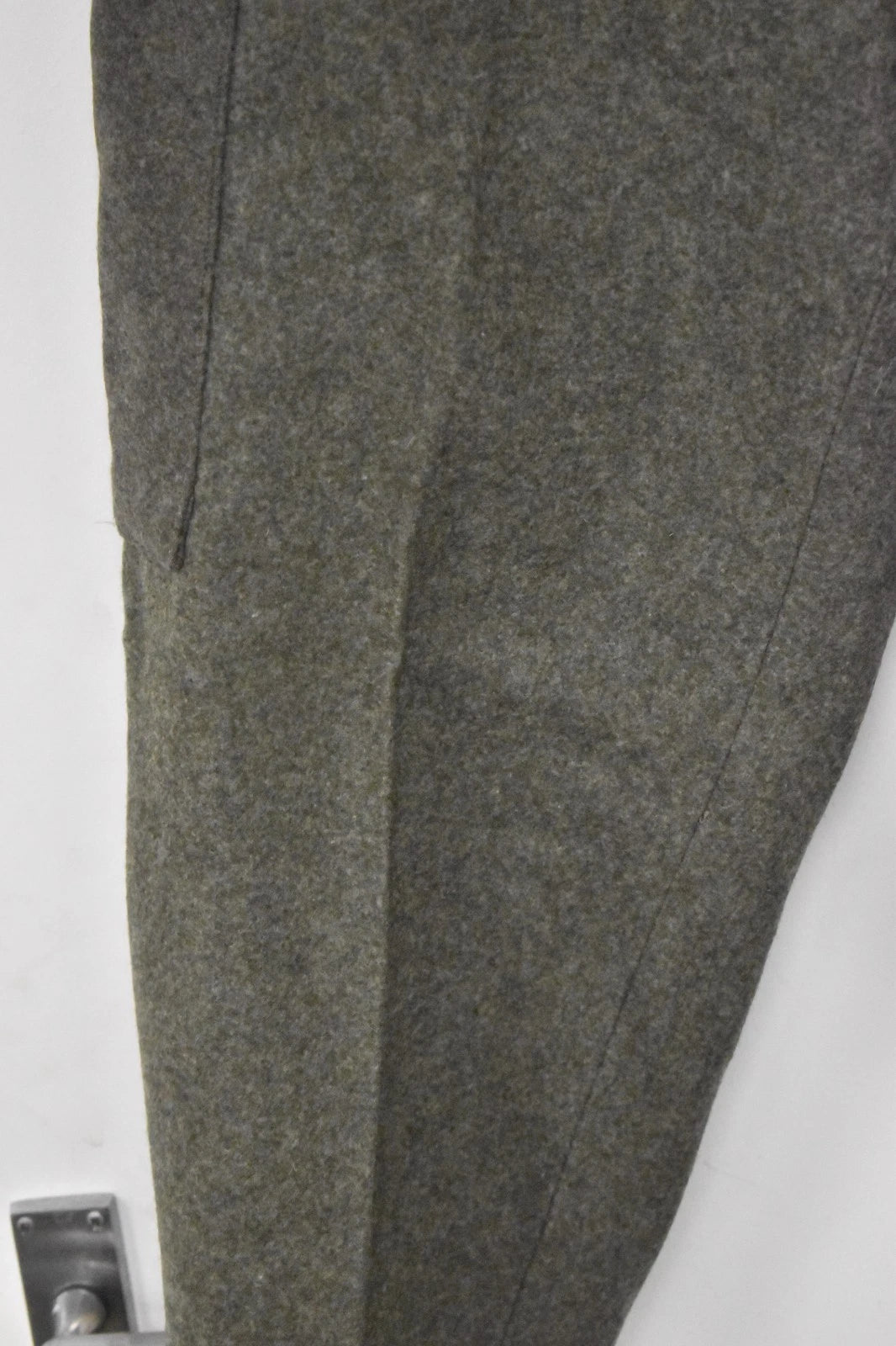 Swedish Army WWII Grey Wool Field Trousers 1940 Leather Straps Military Vintage