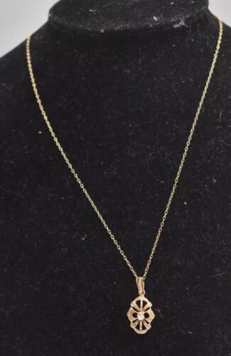 Vintage 9ct Yellow Gold Gemstone Pendant Necklace