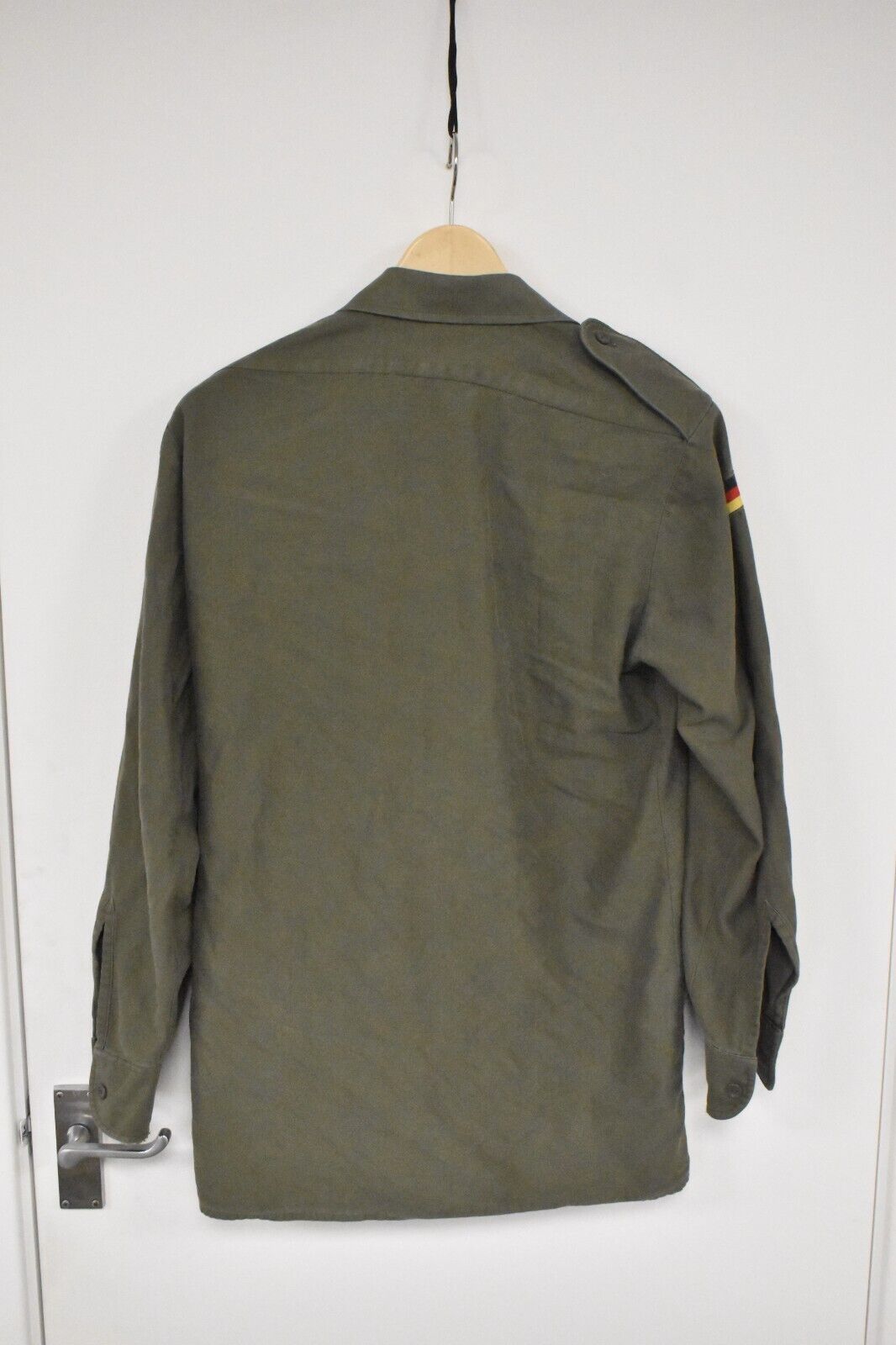 Vintage German Army Olive Moleskin Shirt - Military Surplus 38" Chest