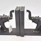 Vintage Hand-Carved Ebony Wooden Elephant Bookends Ceylonese 13cm