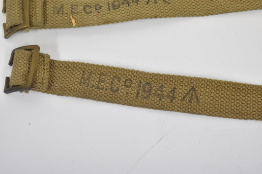 British Army WWII 37 Pattern Equipment/Large Pack Straps x2 Dated 1944 MECO