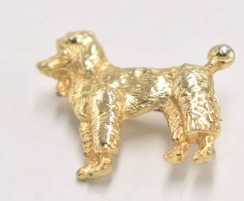 Vintage Poodle Dog Gold Tone Brooch – Costume Jewellery