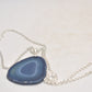 Vintage Sterling Silver 925 & Blue Agate Pendant Necklace – 80cm Chain