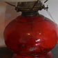 Vintage P&A Risdon Oil Lamp with Eagle Burner USA Ruby Red Glass and White Shade