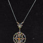 Vintage Silver Metal Rainbow Rhinestone Pendant Necklace