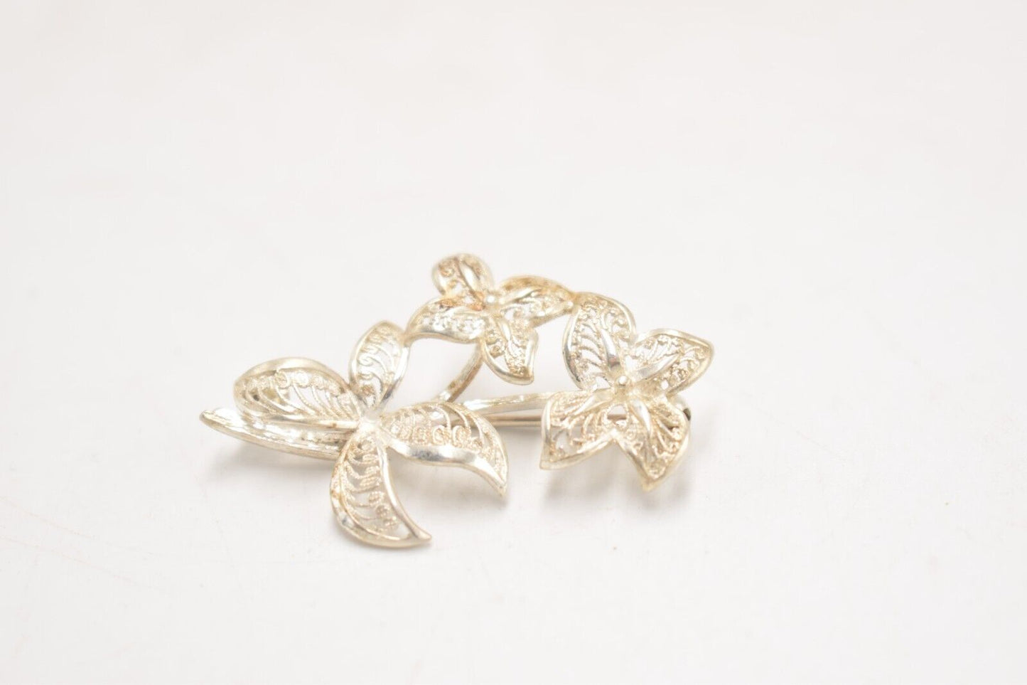 Vintage Sterling Silver 925 Floral Brooch Women's Jewellery 4.5cm x 3.5cm