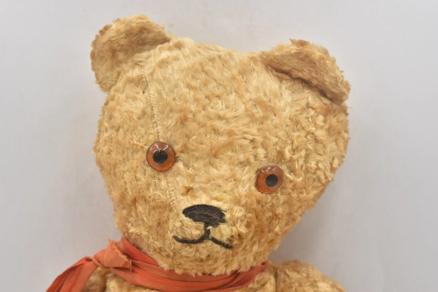 Vintage 1950s European Silk Plush Teddy Bear Fully Jointed 54cm Wood Wool Filled