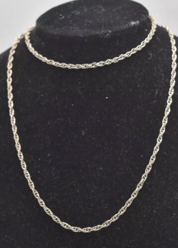 Vintage Silver Metal Rope Chain Necklace – 34cm