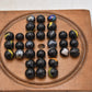 Antique Solitaire Wooden Board with Antique Hand Made Glass Marbles