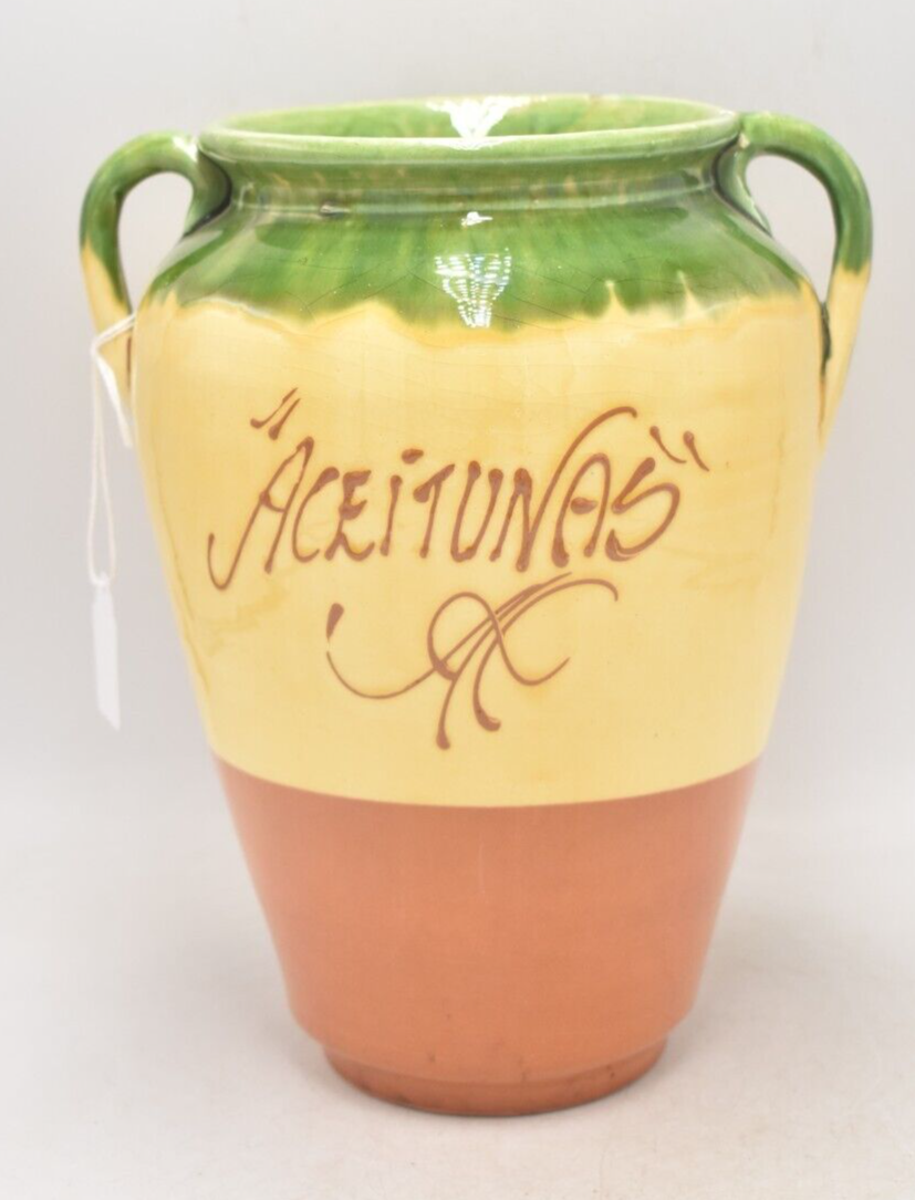 Vintage Spanish Terracotta Confit / Olive Pot – Hand-Painted Multi-Colour