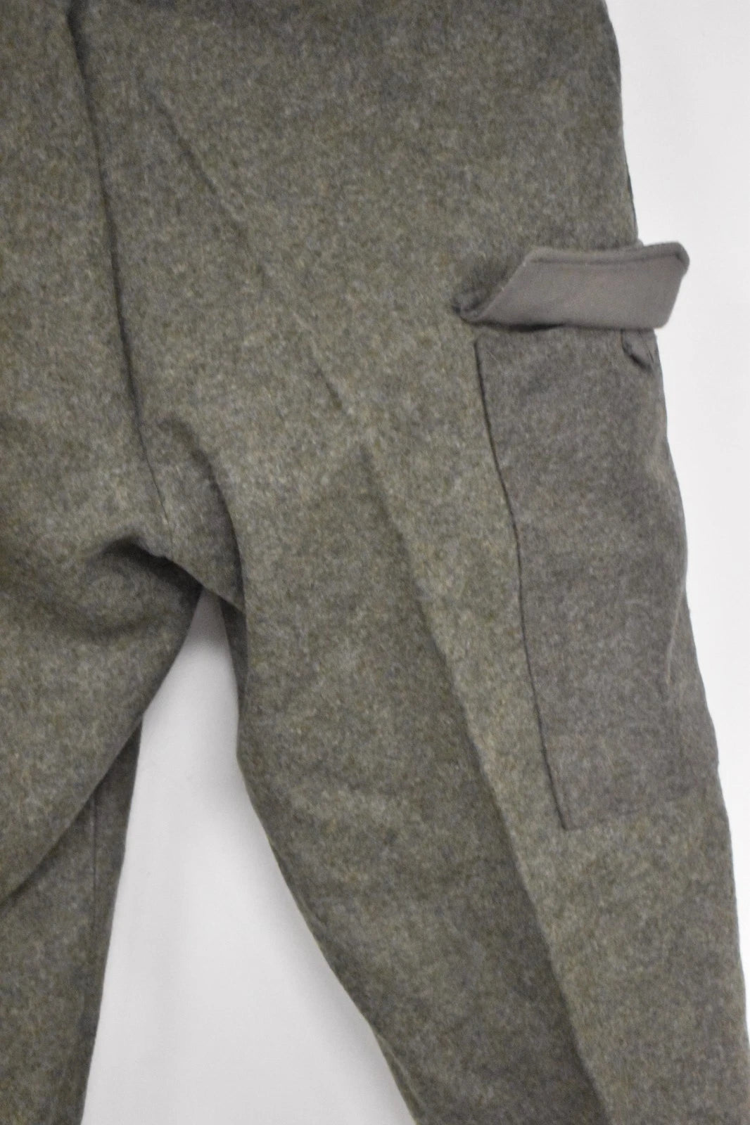 Swedish Army WWII Grey Wool Field Trousers 1940 Leather Straps Military Vintage