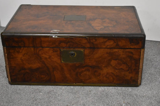 Antique Burr Walnut Regency Writing Slope – Circa 1813 Military Campaign