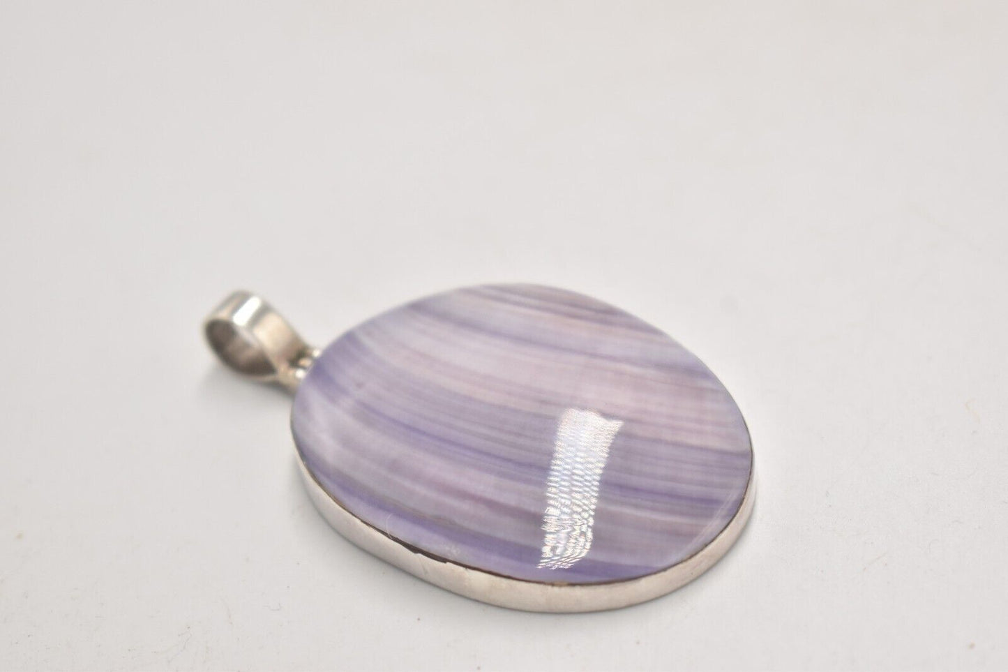 Vintage Sterling Silver 925 & Blue Lace Agate Pendant – 64.1mm x 36mm