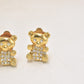 Vintage Diamante Teddy Bear Gold Tone Clip-On Earrings