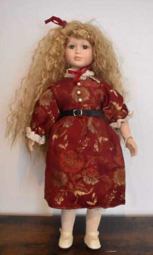 Vintage Alberon Porcelain Doll – Blonde Hair, Blue Eyes, Oriental Dress, 50cm