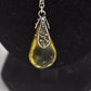 Vintage Sterling Silver 925 and Lemon Amber Modernist Pendant Necklace 45cm