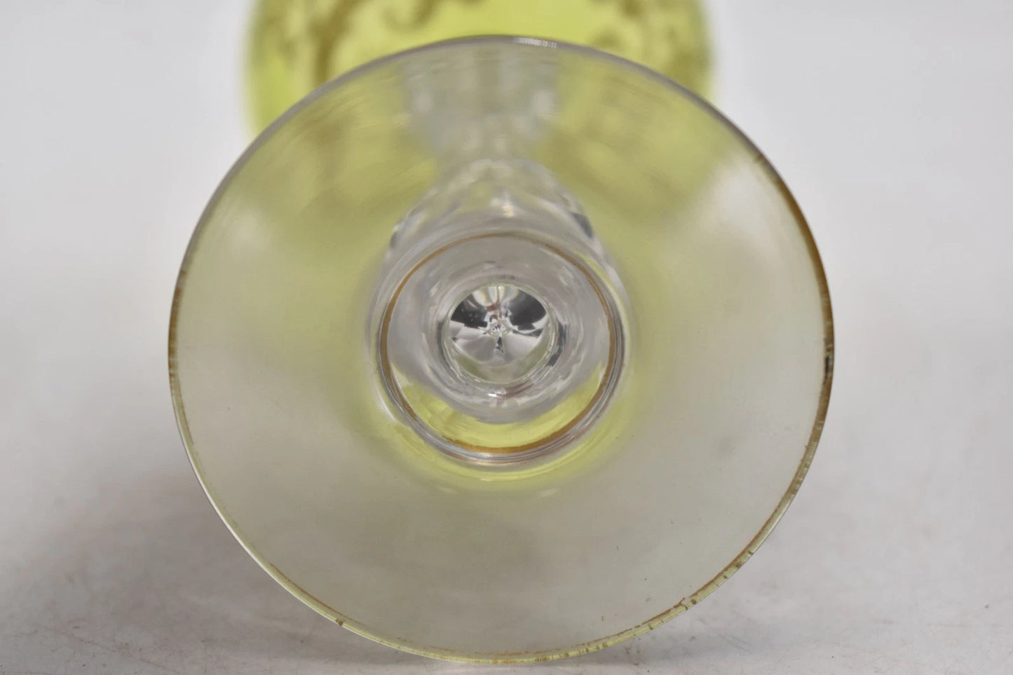 Antique French St Louis Crystal Green Hock Wine Glass 17cm Vintage
