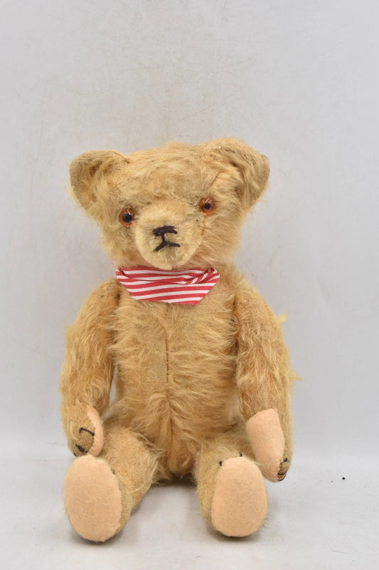 Vintage 1940s German Mohair Teddy Bear Wood Wool Filled Glass Eyes Fully Jointed