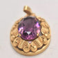 Vintage Amerik K&L 14ct Rolled Gold Amethyst Purple Glass Necklace Pendant