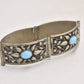 Vintage Sterling Silver and Turquoise Etruscan Revival Cuff Bangle Bracelet