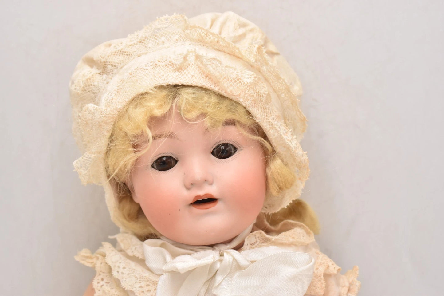 Antique Armand Marseille Bisque Head Doll 990 – Sleep Eyes Open Mouth with Teeth