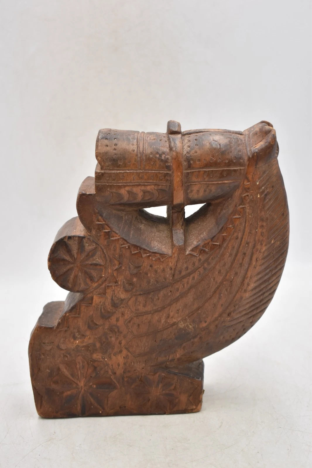 Antique Indian Hand Carved Wooden Horse Head Wall Hanging Ornament 20.5cm