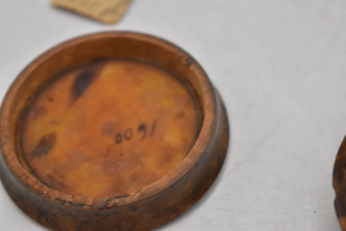 Antique 1861 Burr Walnut Mourning Box Love Lock of Hair & Note 6cm