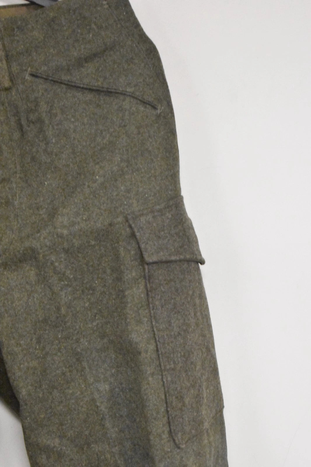 Swedish Army WWII Grey Wool Field Trousers 1940 Leather Straps Military Vintage