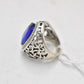 Vintage Silver-Tone Oversized Ring with Synthetic Cobalt Blue Stone – Size P