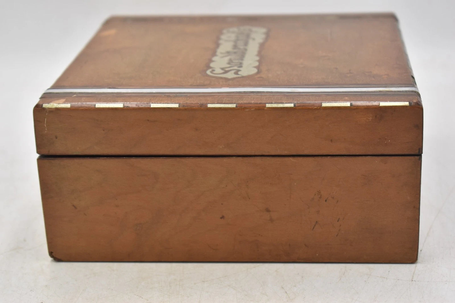 Antique Victorian Wooden Handkerchief Box Silk Interior