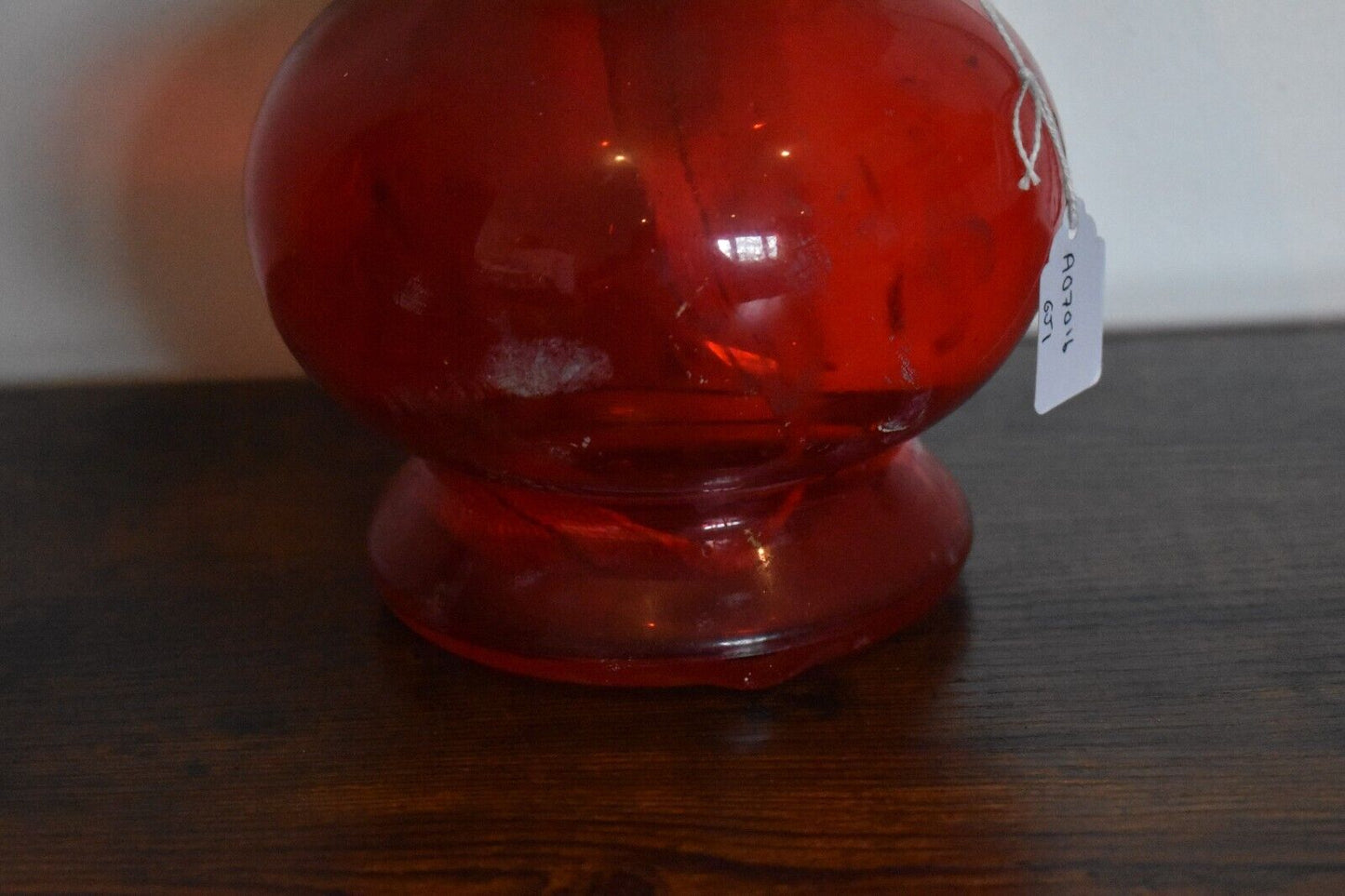 Vintage P&A Risdon Oil Lamp with Eagle Burner USA Ruby Red Glass and White Shade
