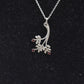 Vintage Sterling Silver 925 Necklace with Amber Stones in Floral Silver Setting – 24cm