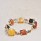 Vintage Sterling Silver & Multicolour Baltic Amber Bracelet – 19cm, 925 Silver