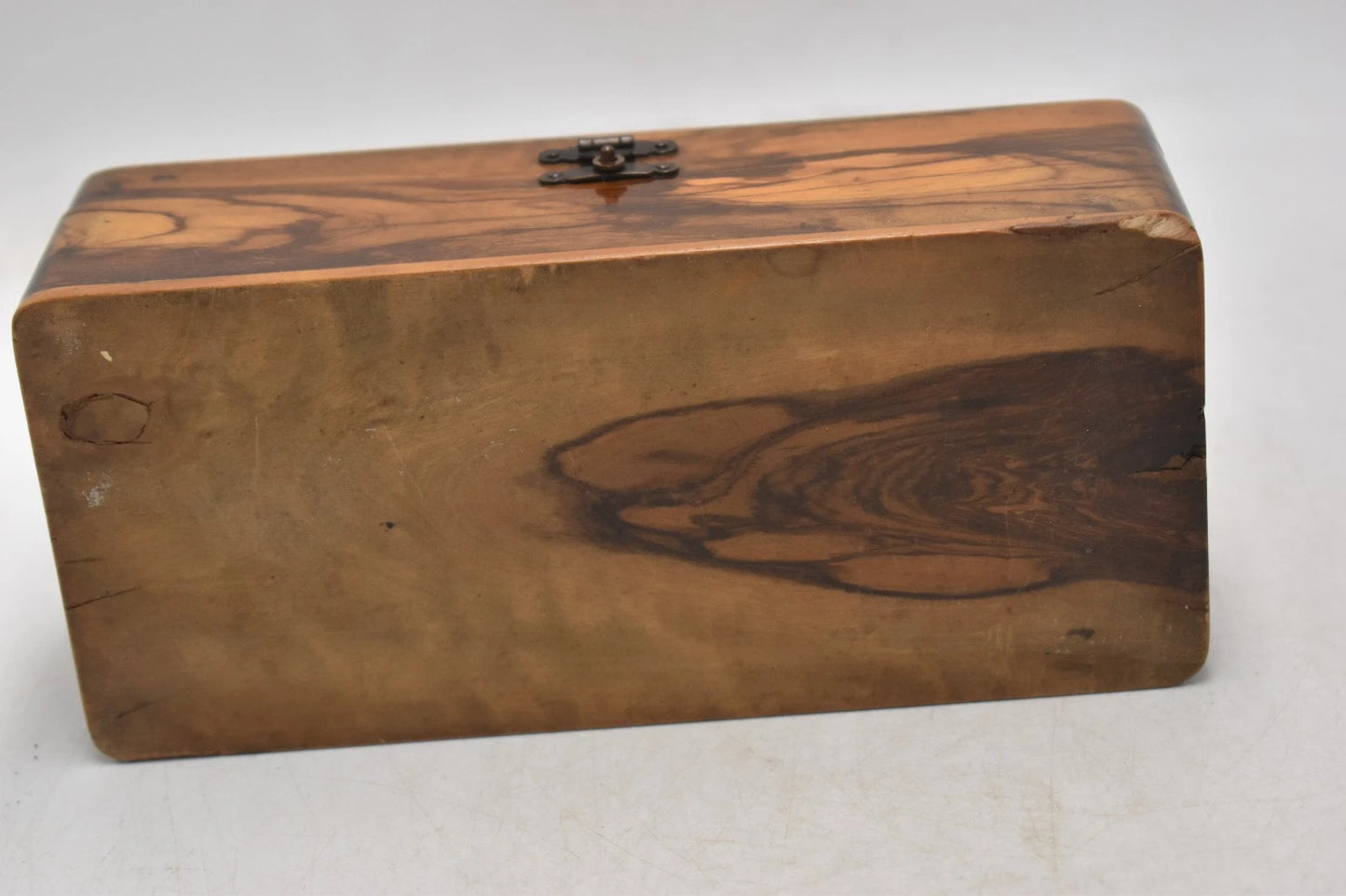 Antique Edwardian Olive Wood Rosary Box Holy Land Jerusalem 16.5cm