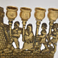 Antique Biblical Zionist Brass Hanukkah Menorah Lamp Judaica Candlestick