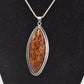Vintage Sterling Silver 925 Necklace with Amber Pendant – 50cm, 23g