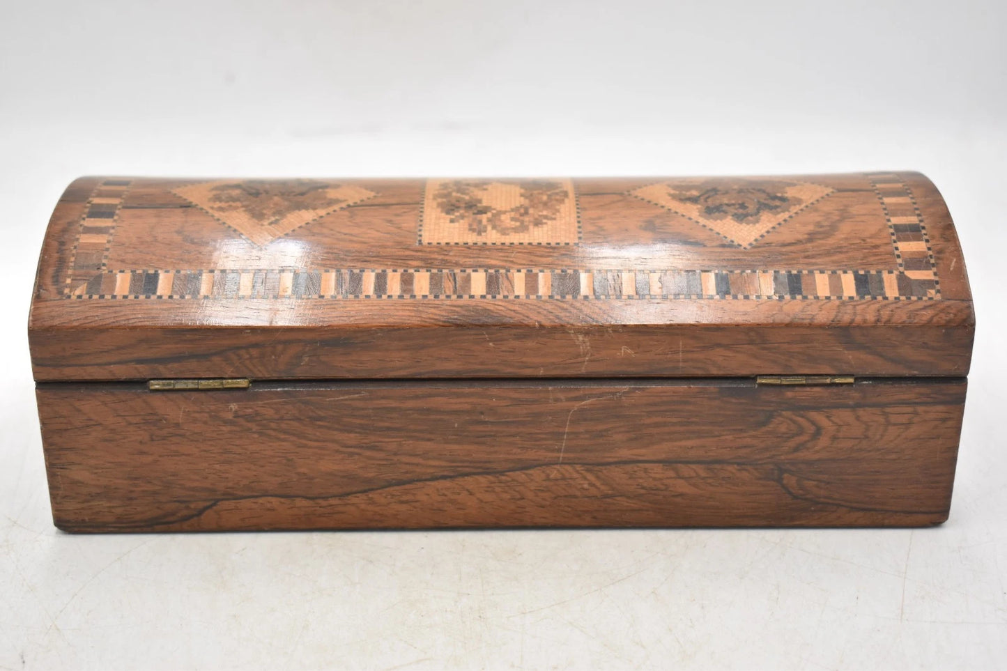 Antique Tunbridge Ware Dome Top Glove Handkerchief Box