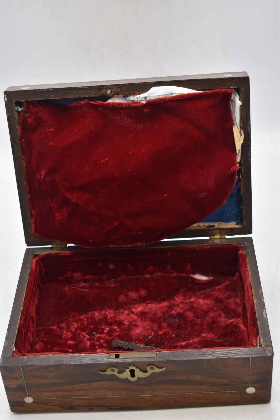 Antique French Rosewood Jewellery Box Mother of Pearl Inlay
