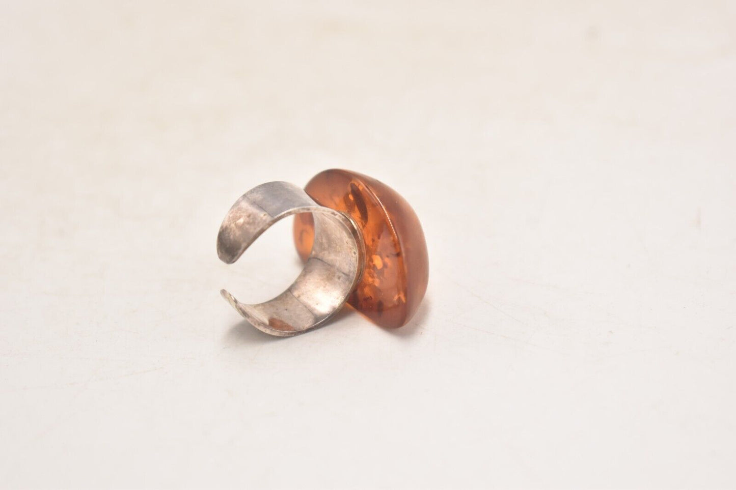 Vintage Bohemian Large Baltic Amber & Sterling Silver 925 Ring – Size Q