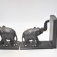 Vintage Hand-Carved Ebony Wooden Elephant Bookends Ceylonese 13cm