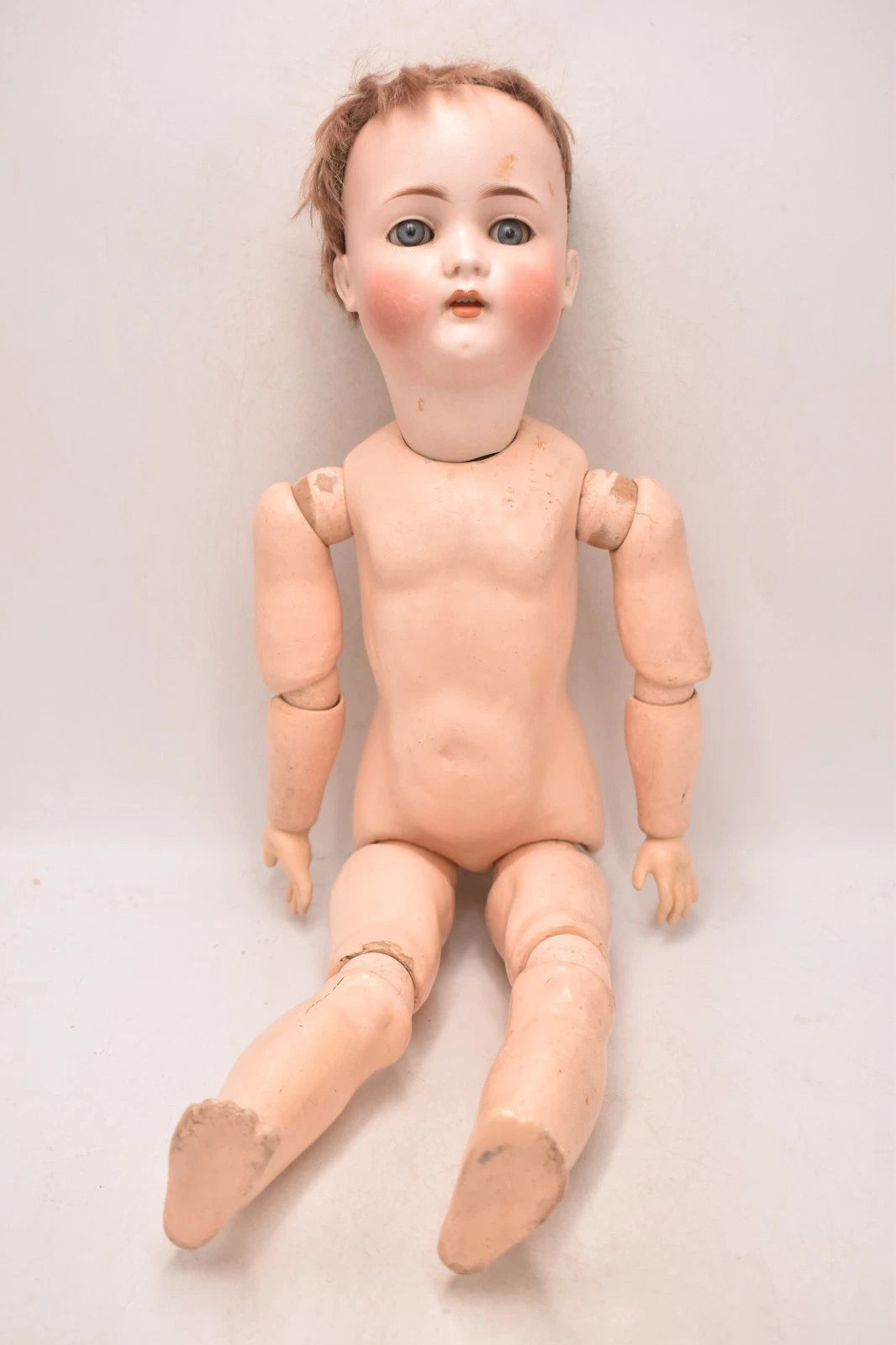 Antique Bruno Schmidt Large Bisque Head Doll 54cm Sleepy Blinking Eyes Vintage