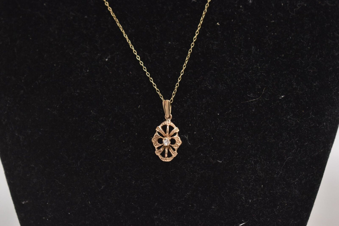 Vintage 9ct Yellow Gold Gemstone Pendant Necklace
